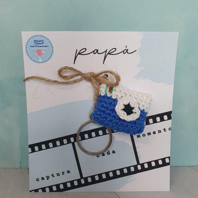 camara fotos llavero crochet padre regalo