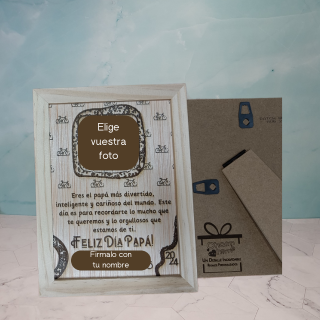 marco personalizado grabado en madera