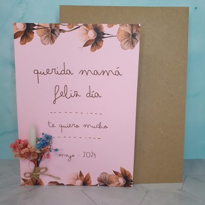 tarjeta feliz día de la madre hecha a mano crochet