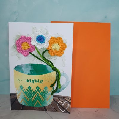 tarjeta feliz día de la madre hecha a mano crochet