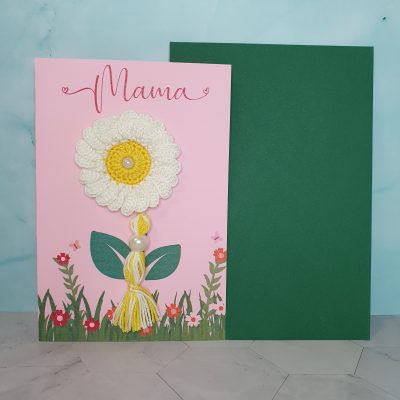 tarjeta feliz día de la madre hecha a mano crochet
