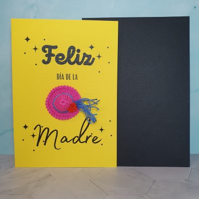 tarjeta feliz día de la madre hecha a mano crochet