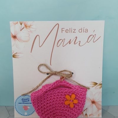 llavero crochet día de la madre mini bolso