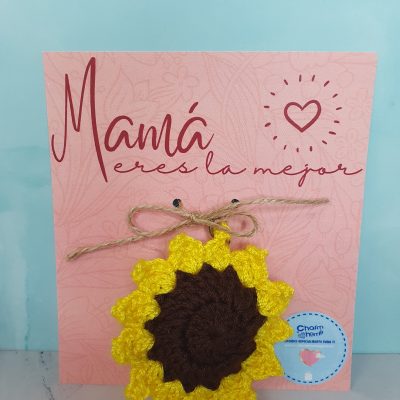 llavero crochet día de la madre girasol