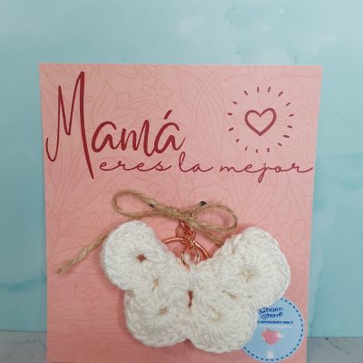 llavero crochet día de la madre mariposa