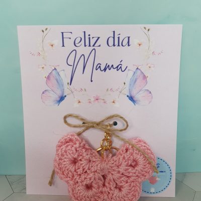 llavero crochet día de la madre mariposa