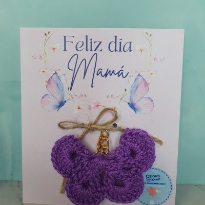 llavero crochet día de la madre mariposa