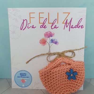 llavero crochet día de la madre mini bolso